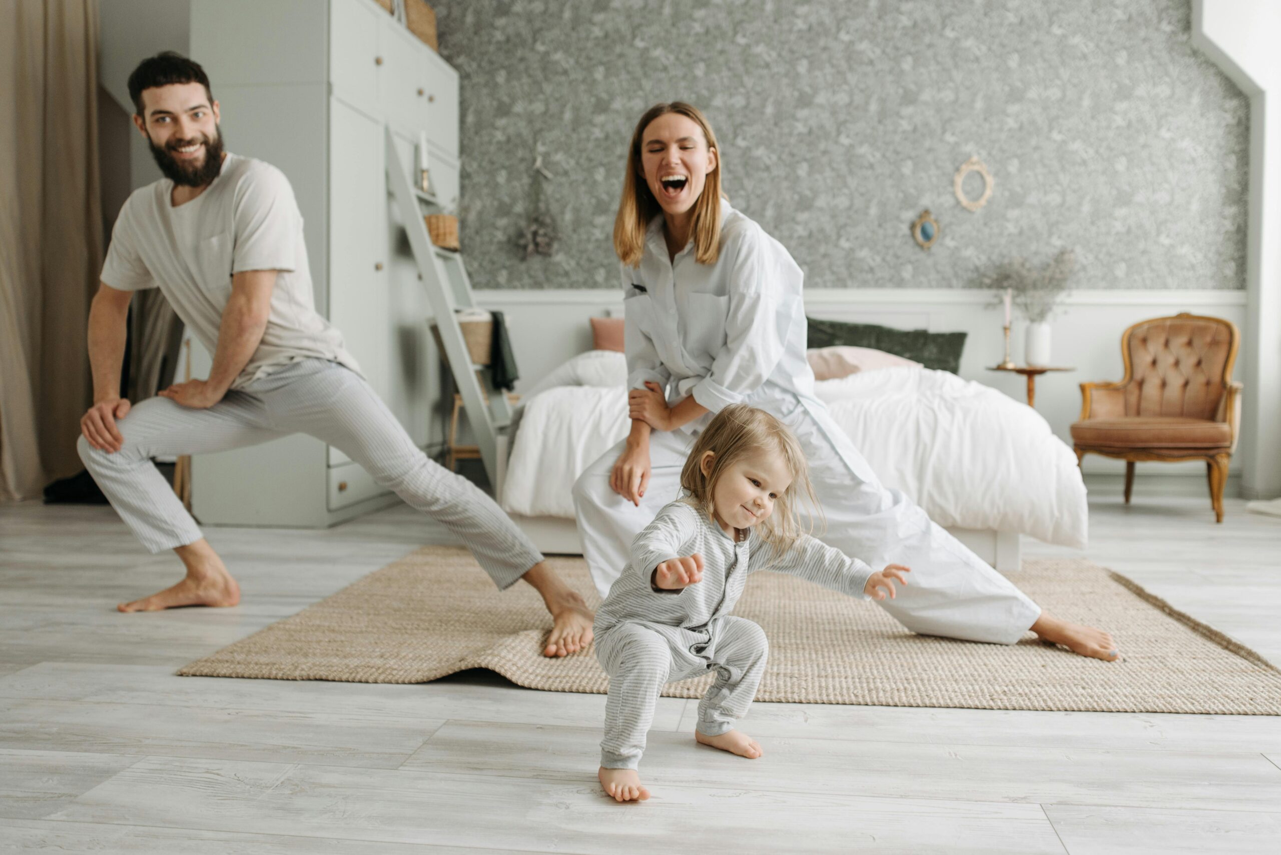 A family enjoying a relaxed moment together at home